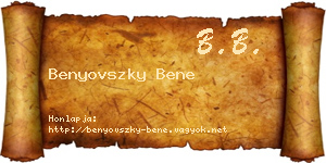 Benyovszky Bene névjegykártya
